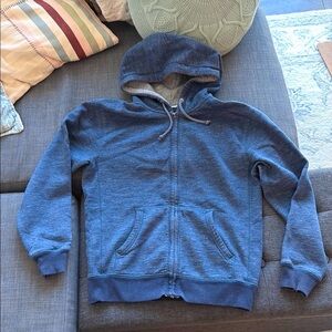 J. Crew Men's Heather Blue Full-Zip Hoodie Sweater